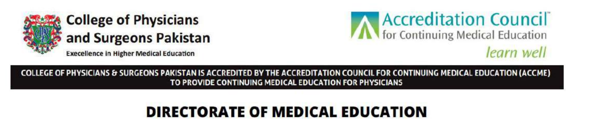 College of Physicians and Surgeons Pakistan and ACCME accreditation statement